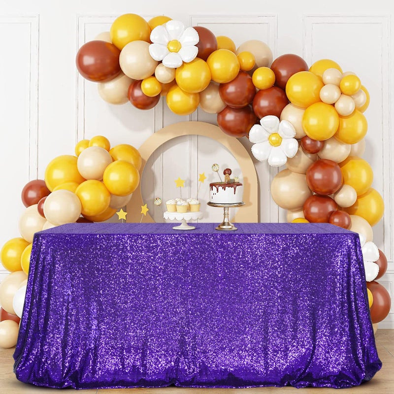 SquarePie Sequin Tablecloth 60 x 102 Inch Purple Sparkly Table Cloth for Halloween Wedding Party - Image 3